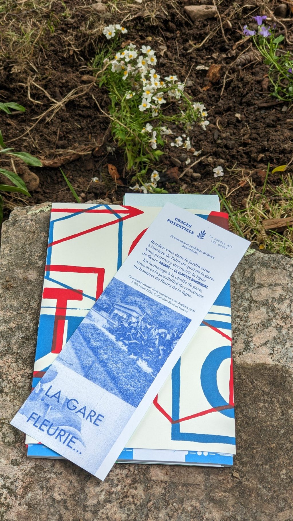 Image de l'édition fermé avec sa couverture et un marque page bleu