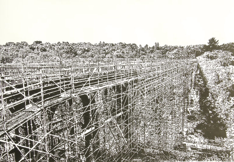 image d'une gravure représentant un pont de chemin de fer.
