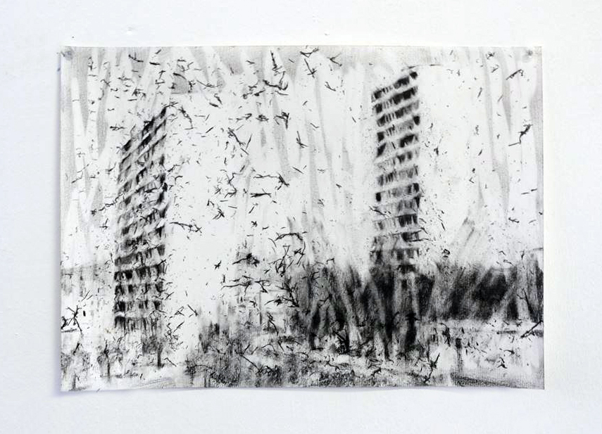 Dessin d'un immeuble gommé