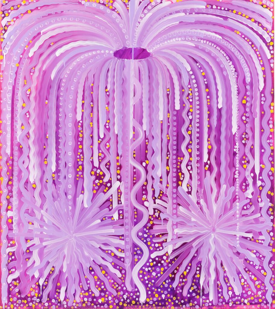 Peinture rose d'un feu d'artifice