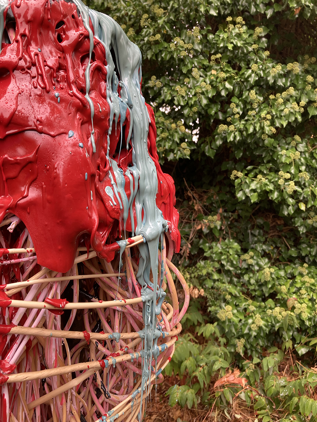 Detail de la sculpture en osier de Pierre Abernot