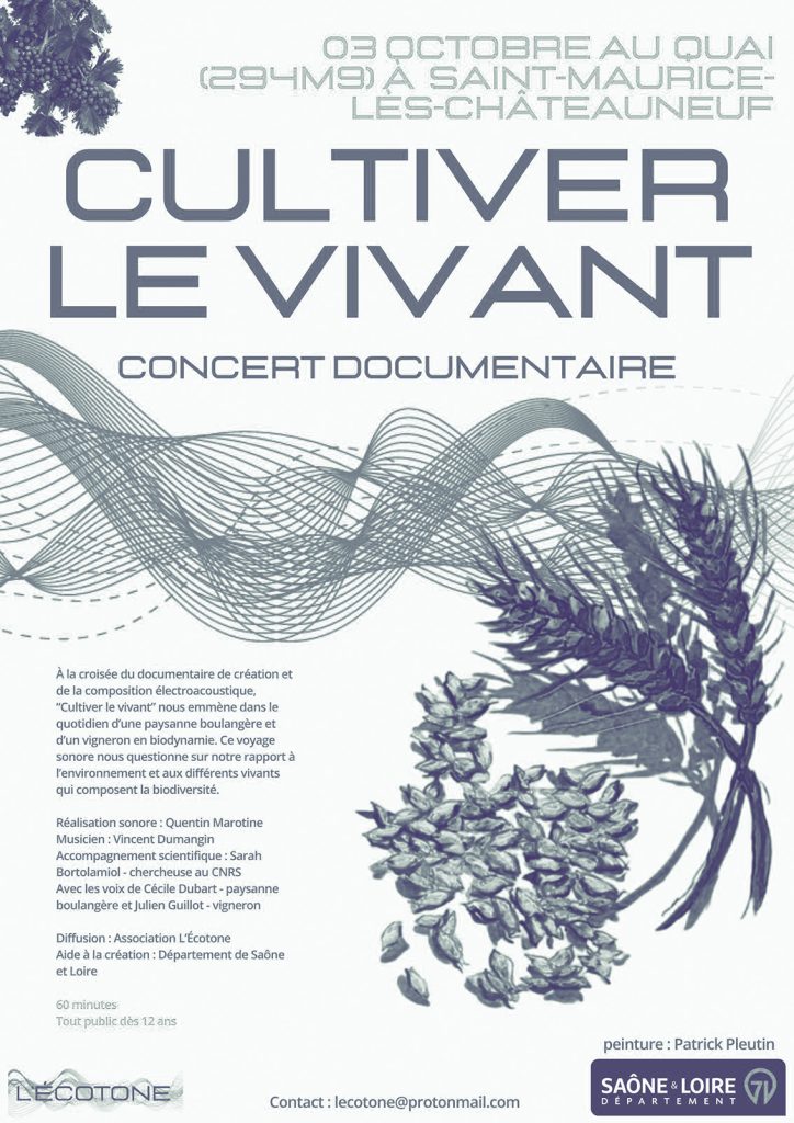 Affiche du concert avec un épi de blé et une onde sonore